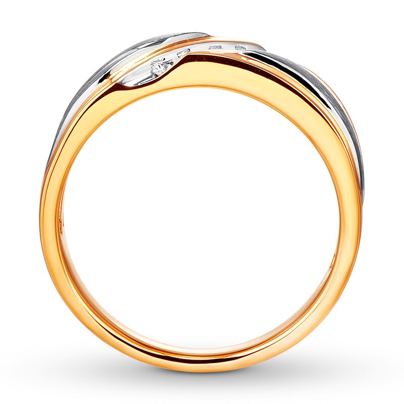 Main Image 2 of Previously Owned Men's Diamond Band 1/4 ct tw Round-cut 10K Two-Tone Gold