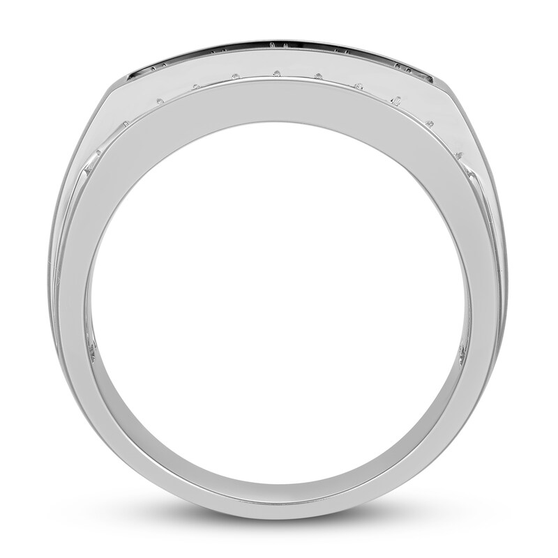 Main Image 3 of Previously Owned Men's Black Diamond Ring 1 ct tw Round 10K White Gold