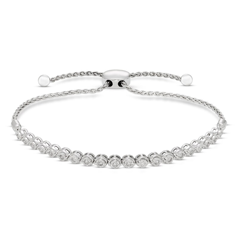 Previously Owned Diamond Bolo Bracelet 1/4 ct tw Round Sterling Silver