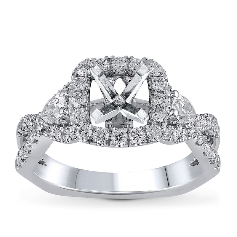 Main Image 1 of Previously Owned Diamond Engagement Ring Setting 1 ct tw Pear/Round 18K White Gold