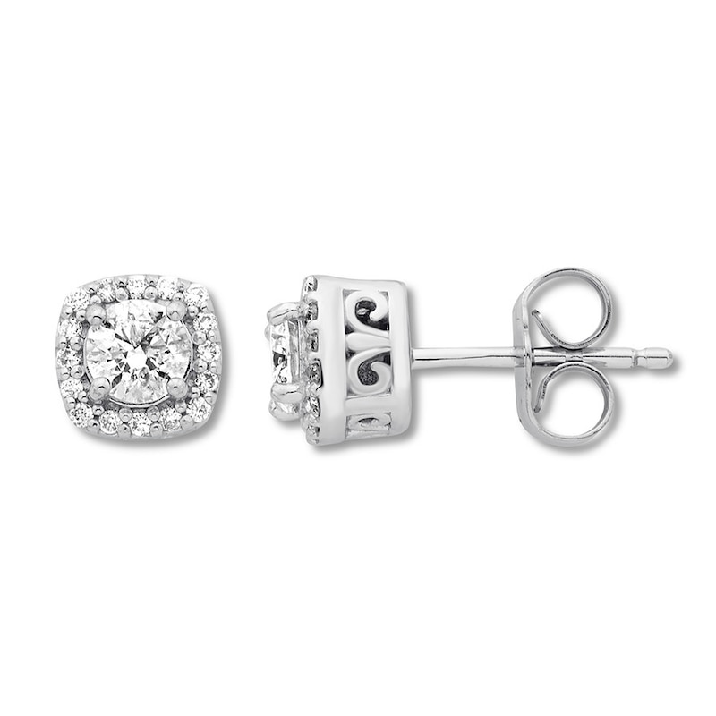 Previously Owned Diamond Stud Earrings 1/2 carat tw Round 10K White Gold