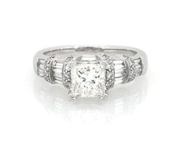 Previously Owned Princess-Cut Diamond Engagement Ring 1-3/8 ct tw 14K White Gold Size 5