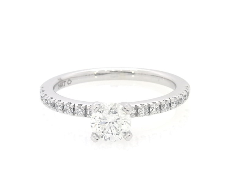 Main Image 1 of Previously Owned Round-Cut Diamond Engagement Ring 7/8 ct tw 14K White Gold Size 6.75