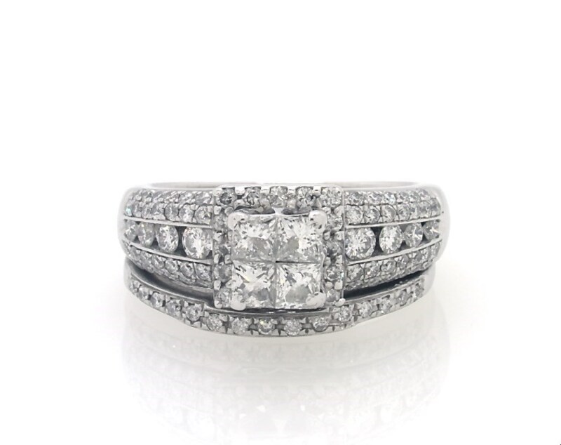 Previously Owned Princess & Round-Cut Diamond Bridal Set -/ ct tw 14K White Gold