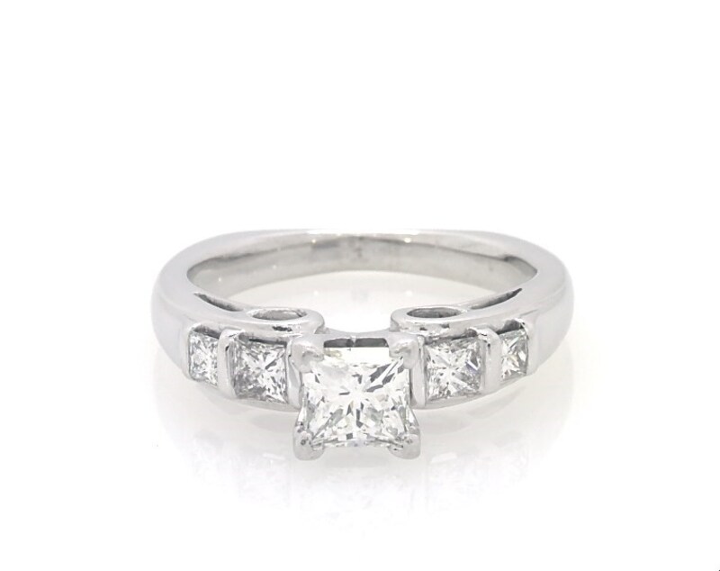 Main Image 1 of Previously Owned Princess-Cut Diamond Ring 1 ct tw 18K White Gold