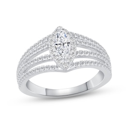 Previously Owned Diamond Ring 1 ct tw Round/Marquise 14K White Gold