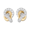 Thumbnail Image 2 of Previously Owned Diamond Knot Earrings 1/2 ct tw Round-cut 10K Two-Tone Gold