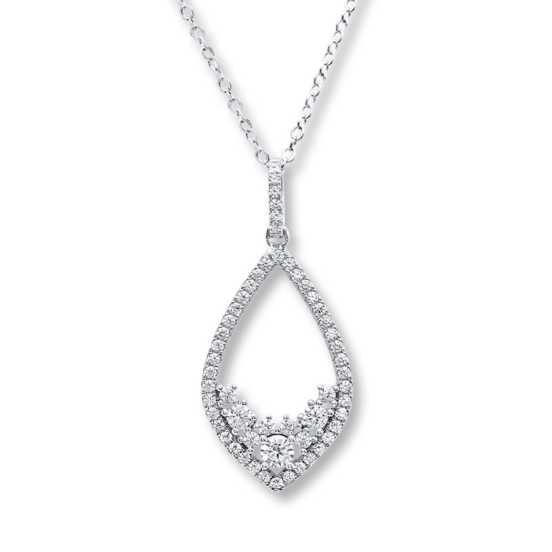 Main Image 1 of Previously Owned Diamond Necklace 1-1/2 ct tw Round 14K White Gold