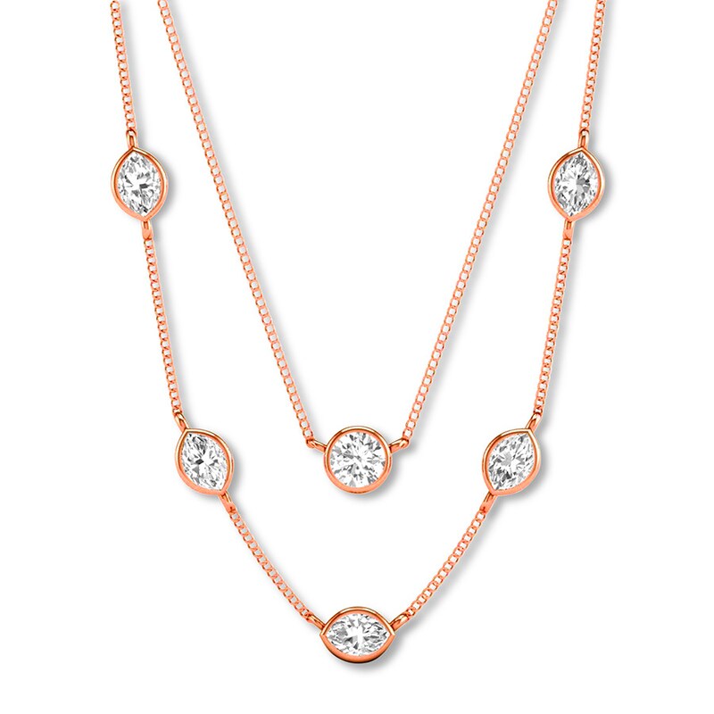 Main Image 1 of Previously Owned Diamond Necklace 3/8 ct tw Round/Marquise 10K Rose Gold