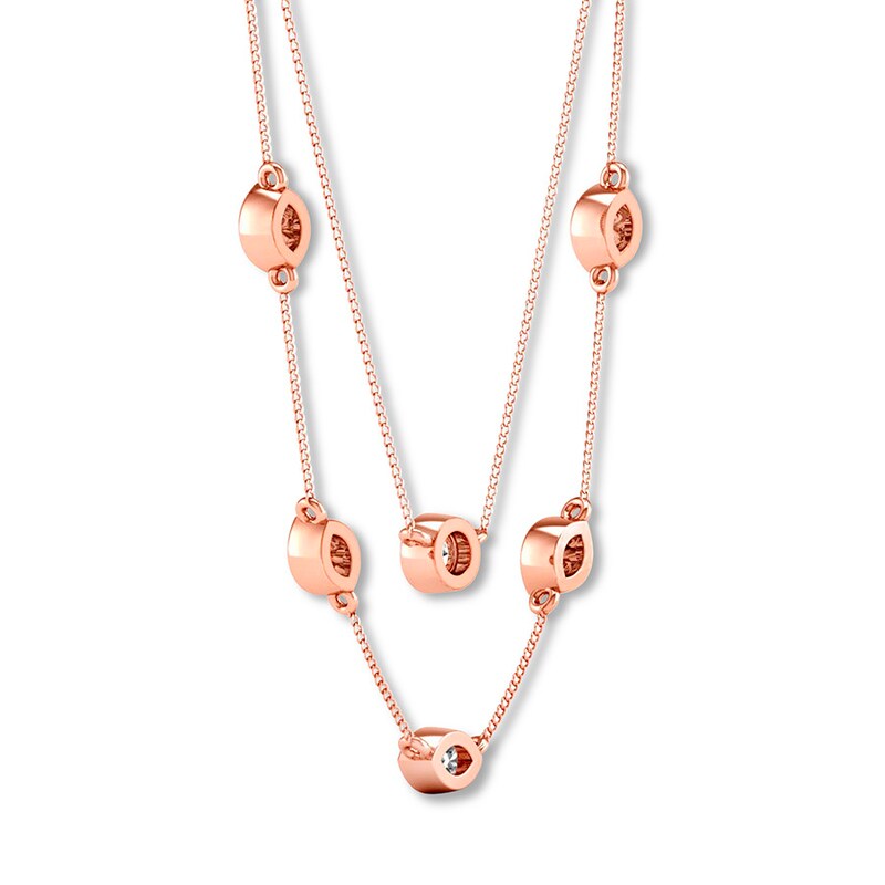Main Image 4 of Previously Owned Diamond Necklace 3/8 ct tw Round/Marquise 10K Rose Gold