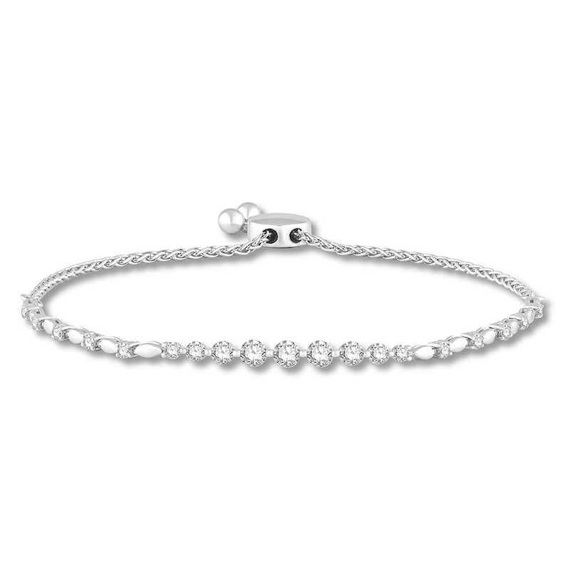 Main Image 1 of Previously Owned Colorless Diamond Bolo Bracelet 1 ct tw 14K White Gold