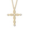 Thumbnail Image 1 of Previously Owned Diamond Cross Necklace 1/2 carat tw Round 10K Yellow Gold