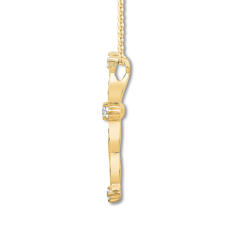 Main Image 2 of Previously Owned Diamond Cross Necklace 1/2 carat tw Round 10K Yellow Gold