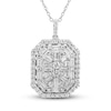 Thumbnail Image 1 of Previously Owned Diamond Necklace 1-1/2 ct tw Round/Baguette 14K White Gold