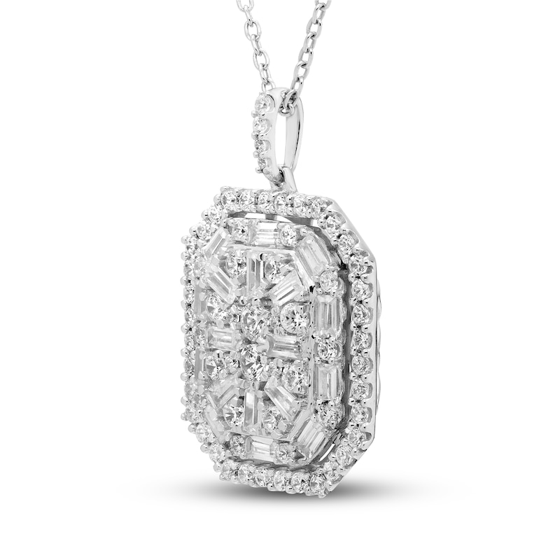 Main Image 2 of Previously Owned Diamond Necklace 1-1/2 ct tw Round/Baguette 14K White Gold