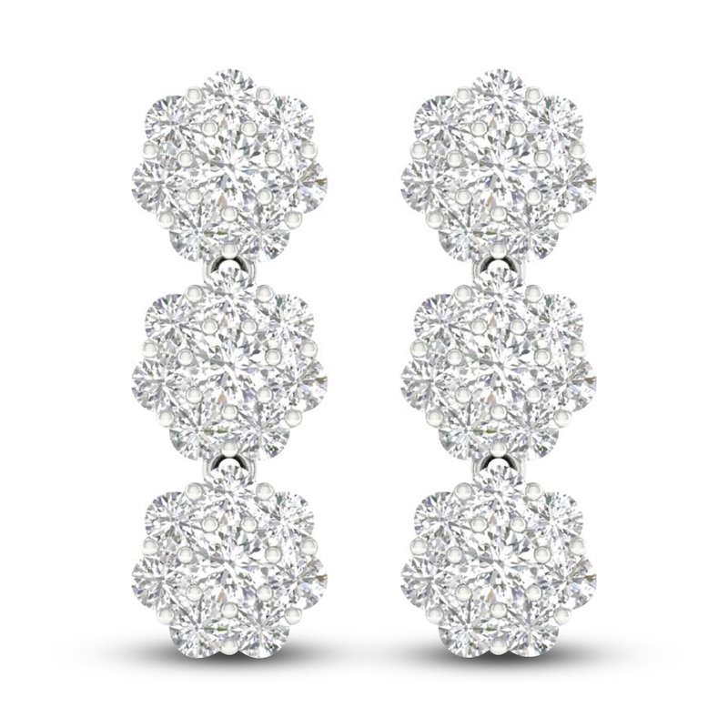 Main Image 1 of Previously Owned Lab-Grown Diamond Earrings 3 ct tw Round 14K White Gold