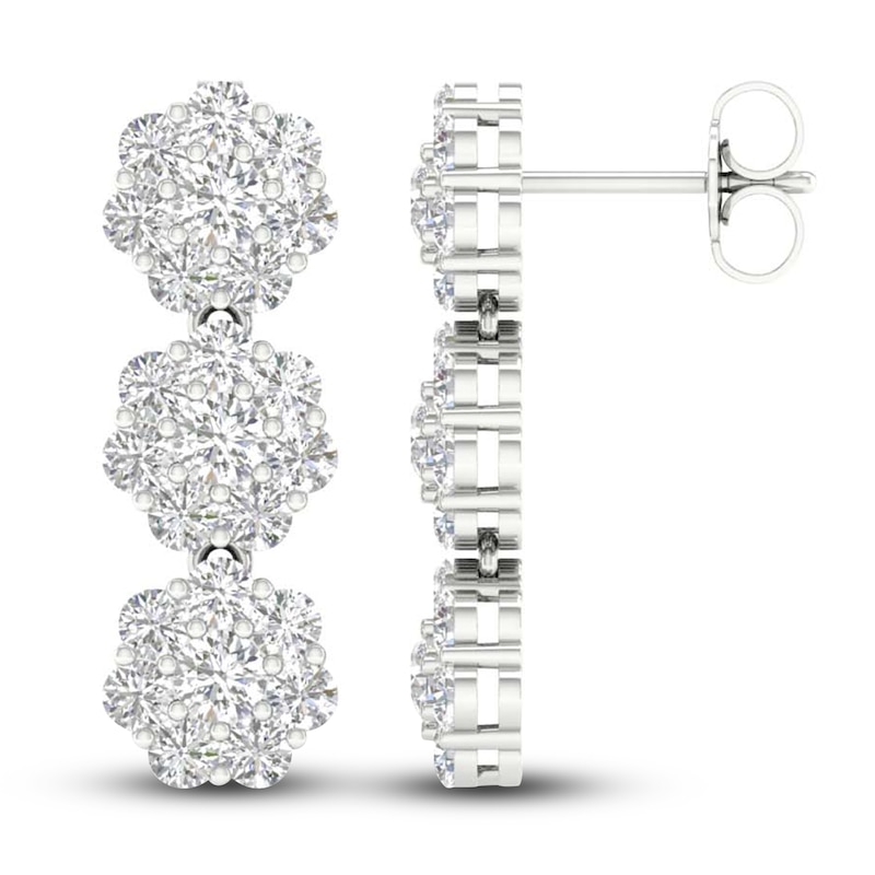 Main Image 2 of Previously Owned Lab-Grown Diamond Earrings 3 ct tw Round 14K White Gold