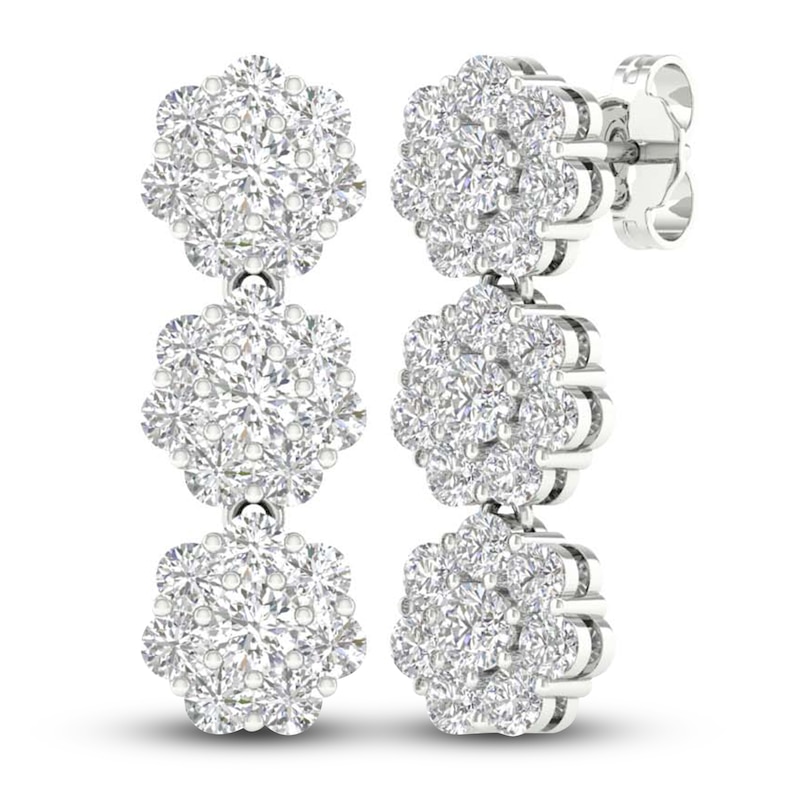 Main Image 4 of Previously Owned Lab-Grown Diamond Earrings 3 ct tw Round 14K White Gold