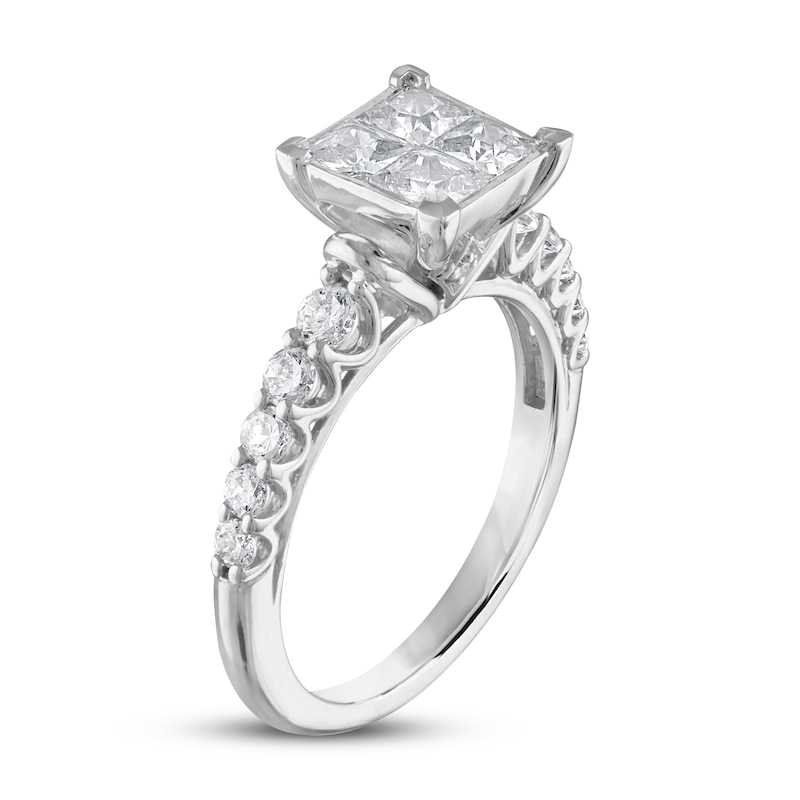 Main Image 2 of Previously Owned Diamond Engagement Ring 2 ct tw Princess/Round 14K White Gold