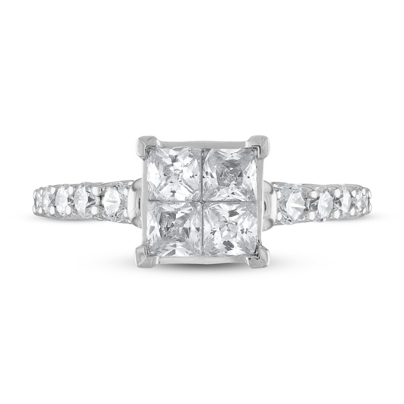 Main Image 3 of Previously Owned Diamond Engagement Ring 2 ct tw Princess/Round 14K White Gold