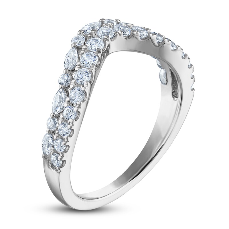 Main Image 2 of Previously Owned Diamond Contour Wedding Band 3/4 ct tw Marquise/Round 14K White Gold