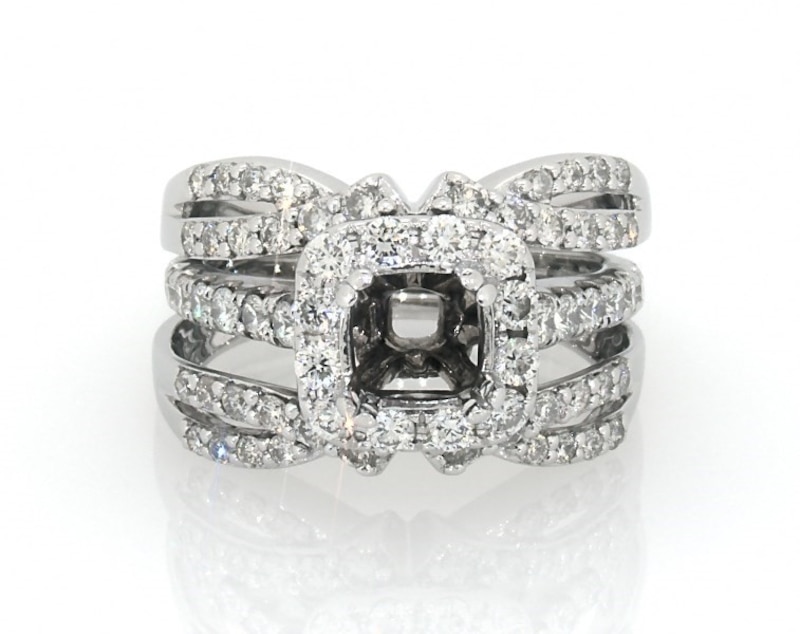 Main Image 1 of Previously Owned Diamond Ring Setting 1-1/4 ct tw 14K White Gold