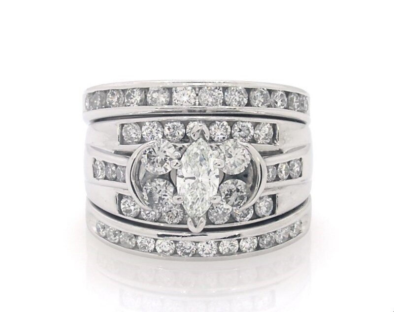 Main Image 1 of Previously Owned Marquise & Round-Cut Diamond Ring 2-1/4 ct tw 14K White Gold