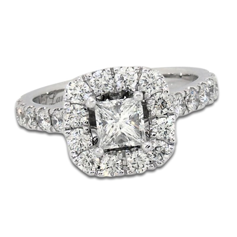 Main Image 1 of Previously Owned Princess & Round-Cut Diamond Engagement Ring 1-3/4 ct tw 14K White Gold