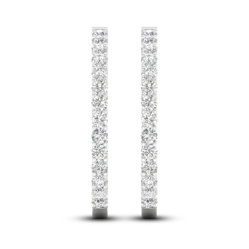 Main Image 3 of Previously Owned Lab-Grown Diamond Hoop Earrings 7 ct tw Round 14K White Gold