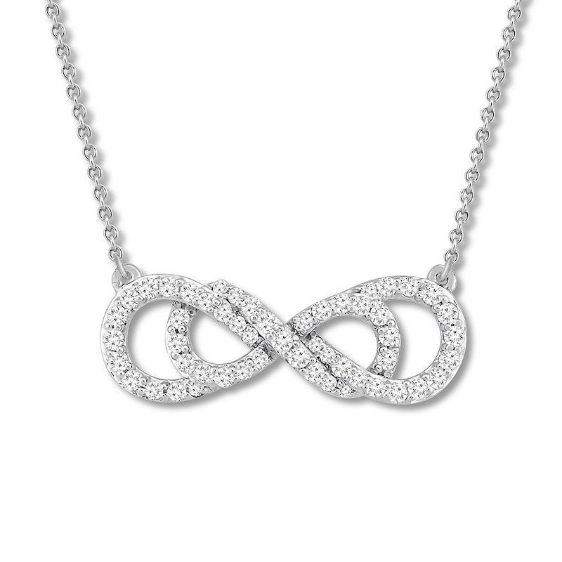 Previously Owned Diamond Infinity Necklace 1/2 ct tw 10K White Gold 19" Adj.