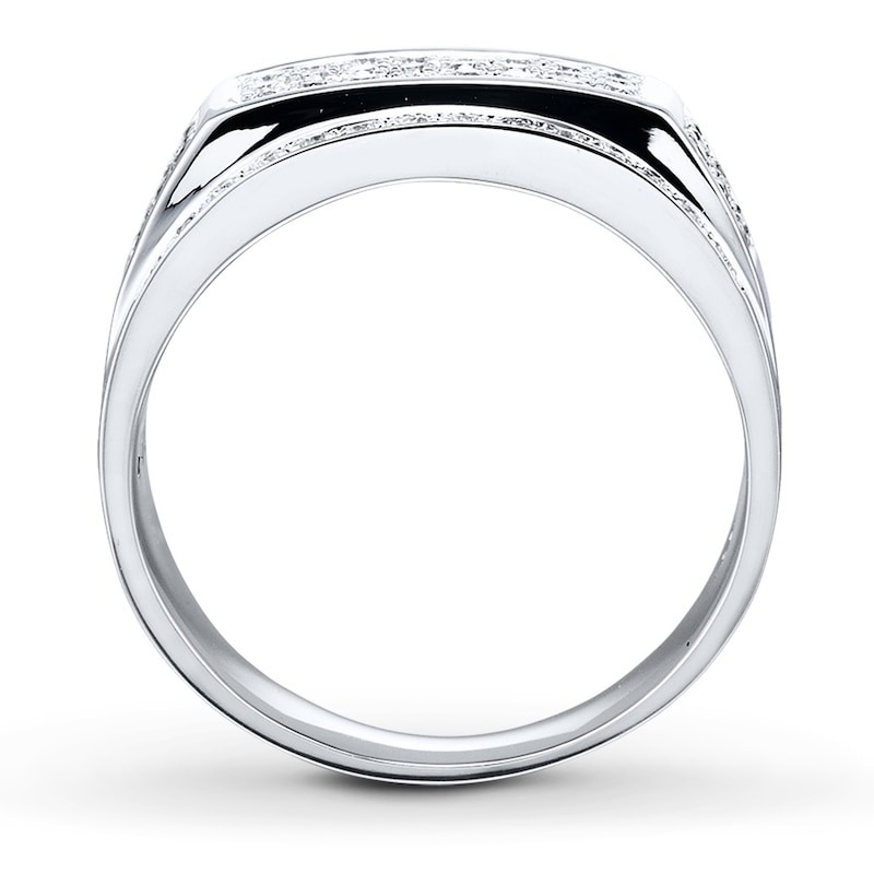 Main Image 2 of Previously Owned Diamond Men's Band 1 ct tw Round-cut 10K White Gold