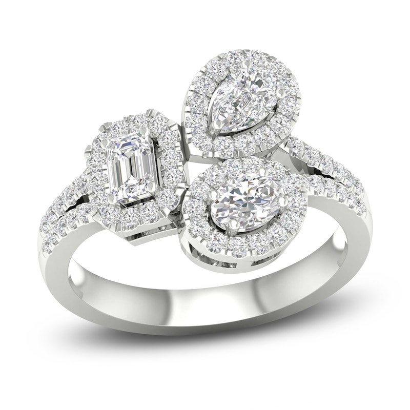 Main Image 1 of Previously Owned Lab-Created Diamond Ring 1 ct tw Oval/Emerald/Pear/Round 14K White Gold