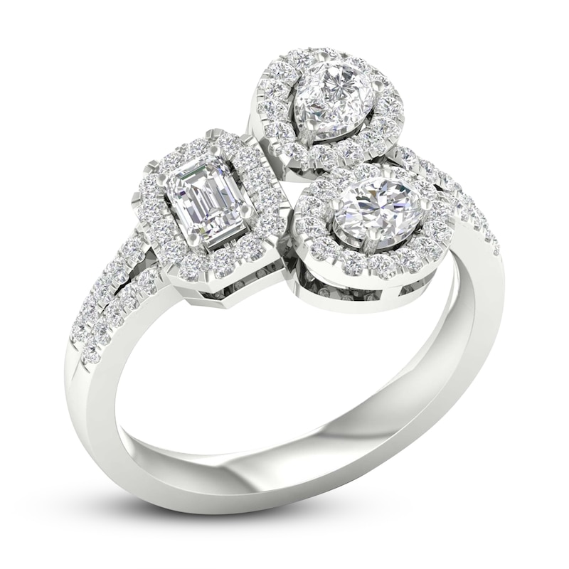 Main Image 2 of Previously Owned Lab-Created Diamond Ring 1 ct tw Oval/Emerald/Pear/Round 14K White Gold