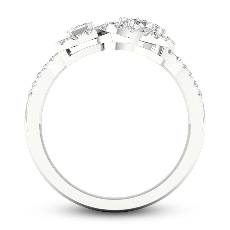 Main Image 4 of Previously Owned Lab-Created Diamond Ring 1 ct tw Oval/Emerald/Pear/Round 14K White Gold