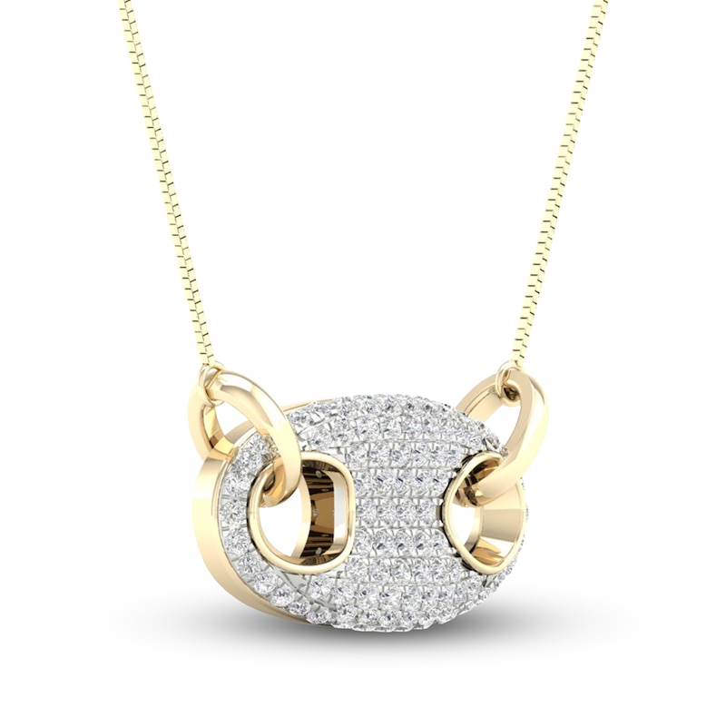 Main Image 2 of Previously Owned Men's Lab-Grown Diamond Necklace 1-1/2 ct tw Round 14K Yellow Gold 22"