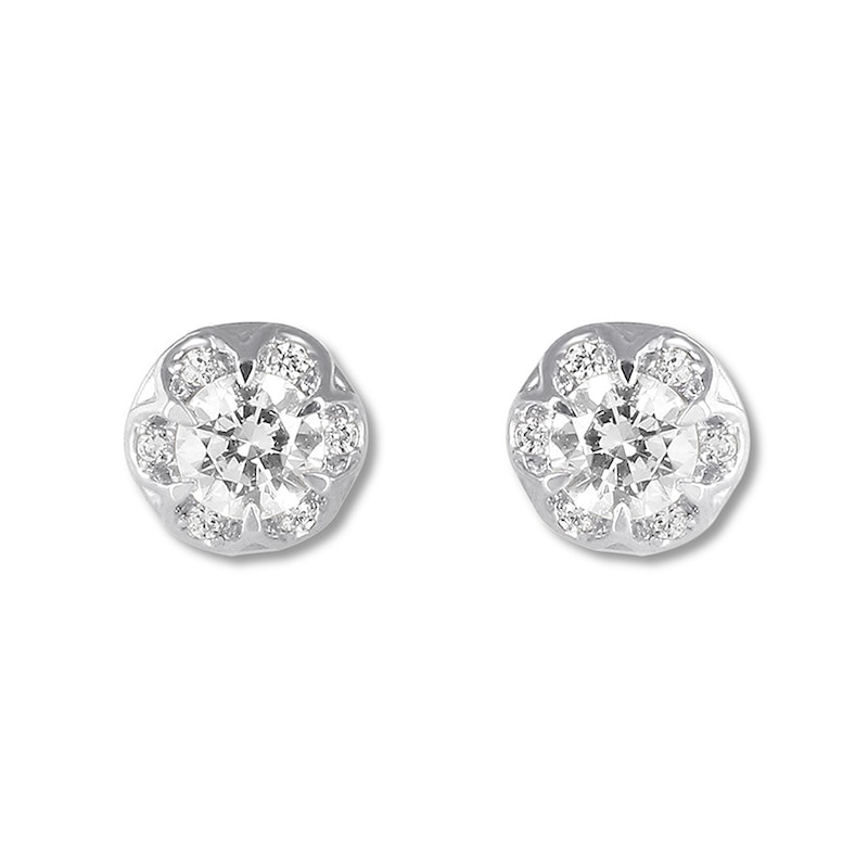 Main Image 2 of Previously Owned Diamond Stud Earrings 1/2 carat tw Round 14K White Gold