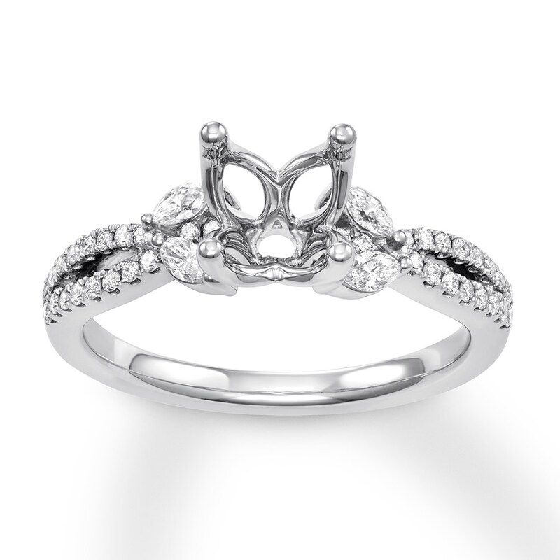 Main Image 1 of Previously Owned Diamond Ring Setting 1/3 carat tw Marquise/Round 14K White Gold