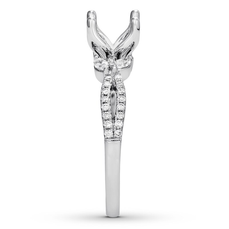 Main Image 3 of Previously Owned Diamond Ring Setting 1/3 carat tw Marquise/Round 14K White Gold