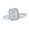 Thumbnail Image 1 of Previously Owned Lab-Grown Diamond Engagement Ring 2 ct tw Emerald/Round 14K White Gold