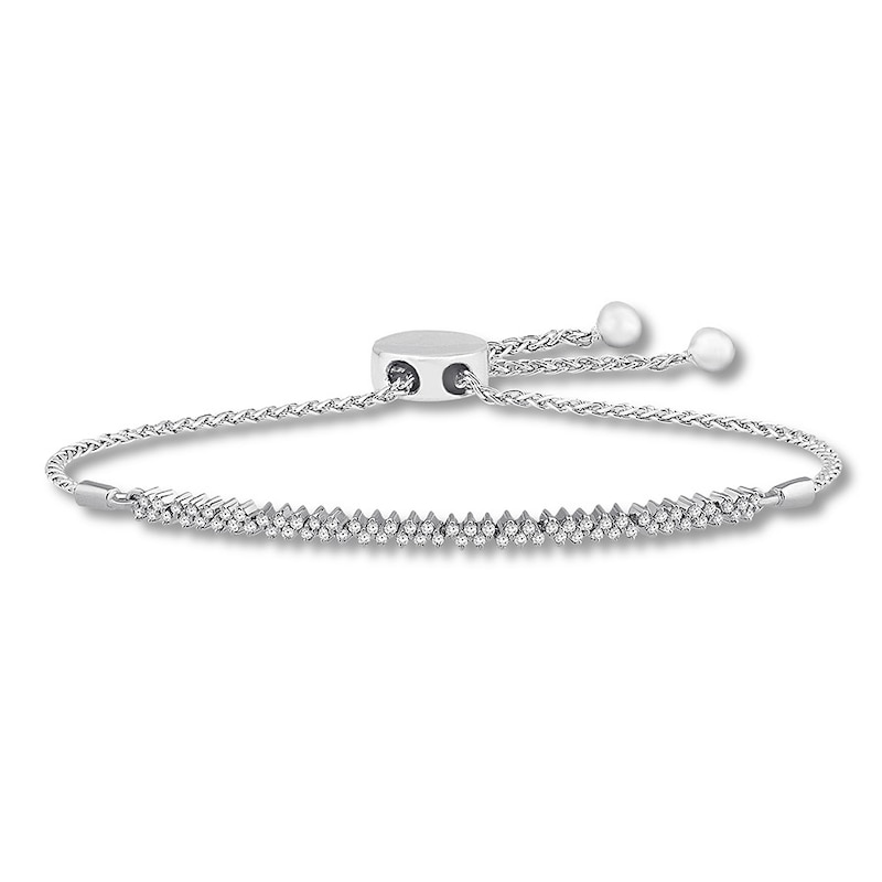Main Image 1 of Previously Owned Diamond Bolo Bracelet 1 carat tw Round 14K White Gold