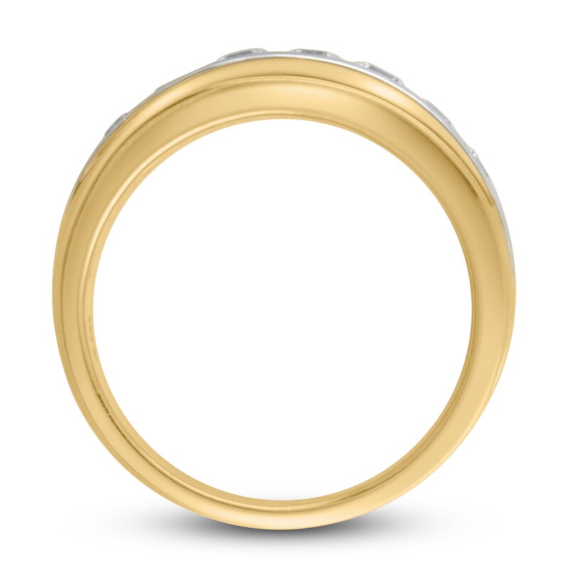 Main Image 3 of Previously Owned Men's Lab-Grown Diamond 7-Stone Anniversary Band 1 ct tw Round 10K Two-Tone Gold
