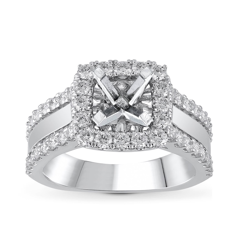 Main Image 1 of Previously Owned Diamond Engagement Ring Setting 1 ct tw Round 18K White Gold
