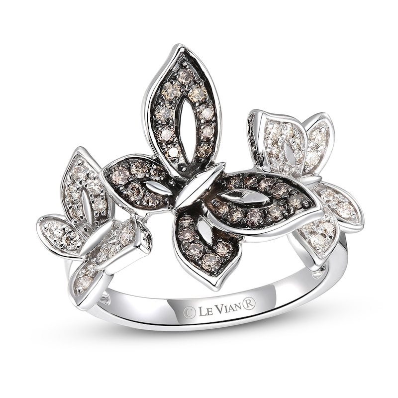 Main Image 1 of Previously Owned Le Vian Crème Brûlée Diamond Butterfly Ring 1/2 ct tw Round 14K Vanilla Gold