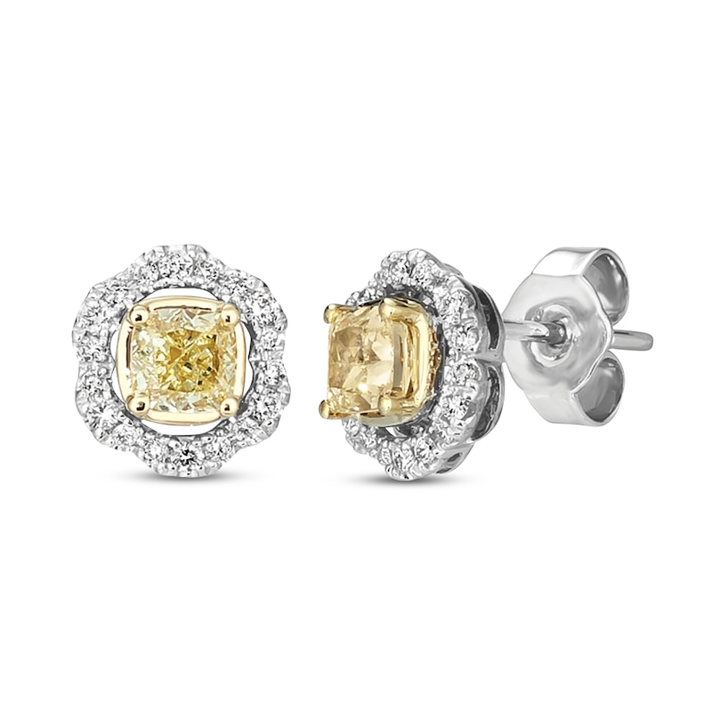 Previously Owned Le Vian Sunny Yellow Diamond Stud Earrings 3/4 ct tw 14K Two-Tone Gold