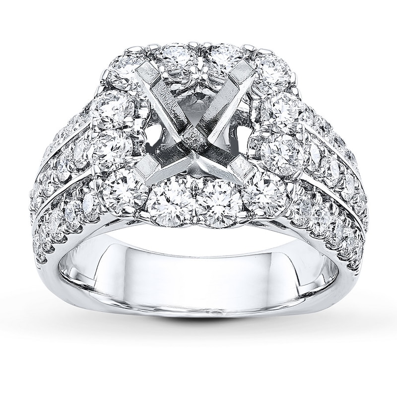Main Image 1 of Previously Owned Diamond Engagement Ring Setting 2 ct tw Round 18K White Gold