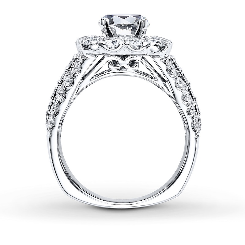 Main Image 2 of Previously Owned Diamond Engagement Ring Setting 2 ct tw Round 18K White Gold