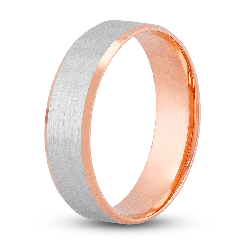 Main Image 2 of Previously Owned Men's Beveled Edge Wedding Band 14K Two-Tone Gold