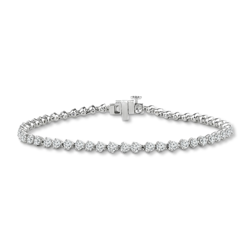 Main Image 1 of Previously Owned Diamond Tennis Bracelet 4 ct tw Round 14K White Gold 7.25"
