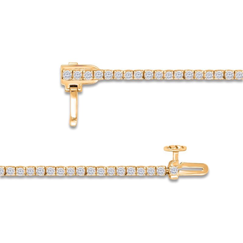 Main Image 2 of Previously Owned Diamond Tennis Necklace 5 ct tw Round 14K Yellow Gold 16.5"