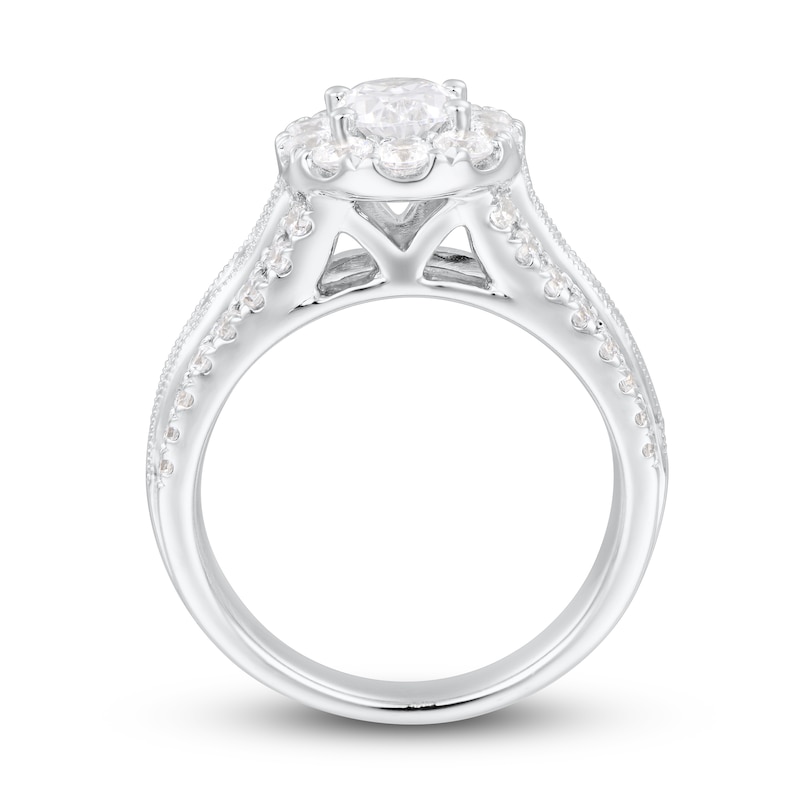 Main Image 2 of Previously Owned Diamond Engagement Ring 2-1/4 ct tw Oval/Round 14K White Gold